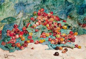 Groses Fruchtestilleben Mit Kirschen by Georges Jeannin