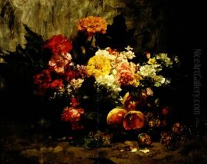 Fleurs Et Corbeille De Fruit by Georges Jeannin