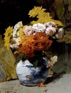 Blumenbouquet In Einer Vase by Georges Jeannin