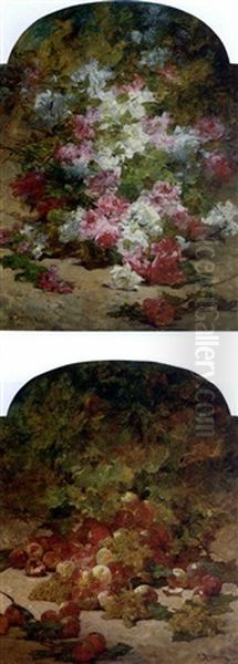 Peaches And Grapes Beneath A Peach Tree (+ Summer Blooms; Pair) - view 1
