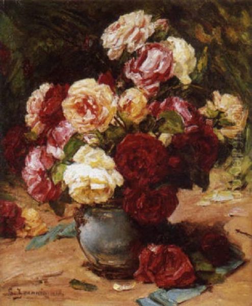 Vase De Roses Anciennes - view 1