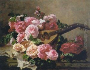 Still Life With Roses And Mandolin by Georges Jeannin
