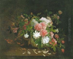 Blumen In Einem Flechtkorb