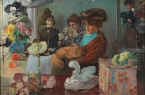 At The Milliner"s Salon by Pierre Alexandre Jeanniot