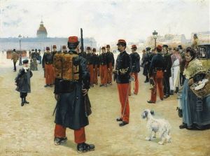 Eleves Caporaux Sur L'esplanade Des Invalides A Paris