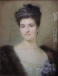Portrait De Femme Au Collier De Perles by Marcel Baschet