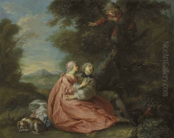 A Couple Surprised By A Young Boy In A Tree - view 1