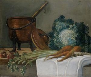 Nature Morte Aux Ustensiles De Cuisine, Nature Morte Aux Legumes, Faisans Perdreaux Rouges Et Becasses (pair) by Etienne Jeaurat