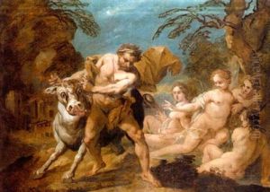 Hercules Wrestling With Achelous by Etienne Jeaurat