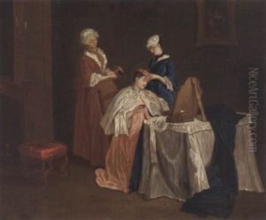 A Lady At Her Toilet With Two Chambermaids