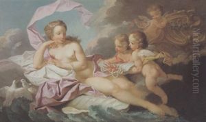 Amoretten Bringen Venus Korallen Und Perlen, Die Gaben Des Meeres - Allegorie Des Wassers by Etienne Jeaurat