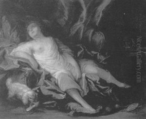 Une Jeune Fille Alanguie Sur Un Sofa by Etienne Jeaurat