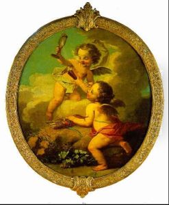 An Allegory Of Love: Putti Disporting In A Landscape by Etienne Jeaurat