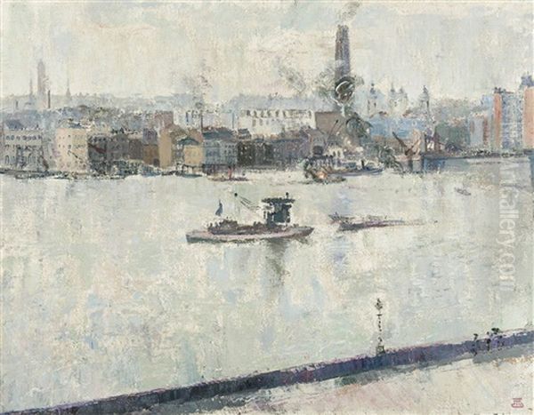The Thames Near Battersea Bridge, London (1918) - view 1