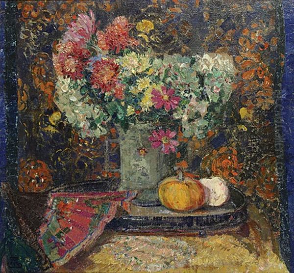 Stilleven Met Bloemen En Waaier - view 1
