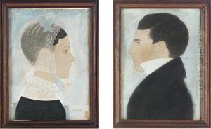 Profile Portrait Of Miss Harriet Phillips Gouldign Powers And Mr. Philander Powers by Ruth Henshaw Bascom