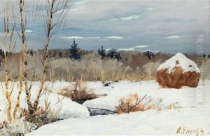 Two Winter Landscapes (pair) by Andrei Afanasievich Jegorov