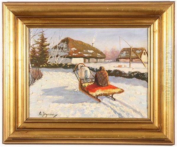 A Horse-drawn Sleigh In The Snow - view 1
