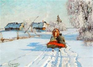 Horse-drawn Sledge In The Snow