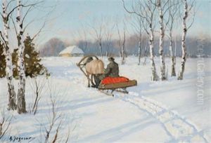 Heimkehr Mit Dem Pferdeschlitten by Andrei Afanasievich Jegorov