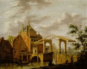 Zugbrucke Uber Dem Kanal Vor Dem Tor Einer Hollandischen Stadt by Johannes Jelgerhuis
