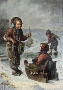 Kinder Beim Schlittenfahren by Rudolph Jelinek