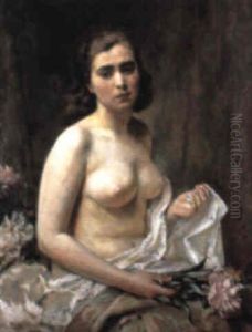 Portrait Of A Female Nude Holding Flowers Portrait Of A Female Nude Holding Flowers