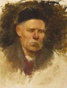 Portrait Of A Man With Black Hat And White Moustache