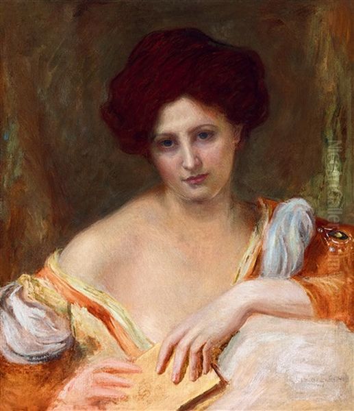 Young Beauty With Poem Book - view 1