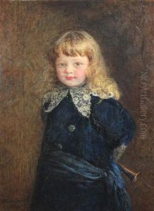Portrait Of A Child Wearing A Blue Coat by Blanche Jenkins