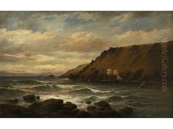 The Bolt Head - A Three Masted Barque Crossing The Bar At Salcombe - view 1