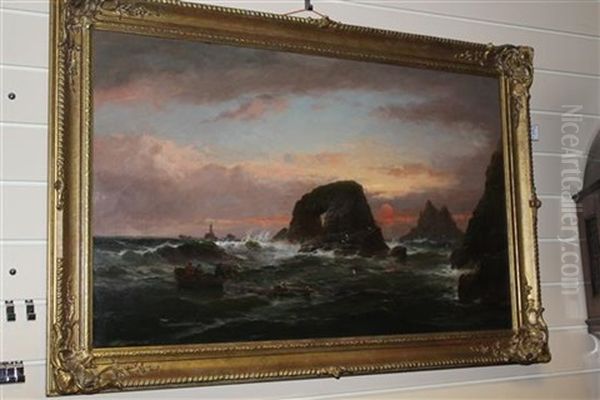 Coastal Landscape With Lighthouse And Wreckers - view 1