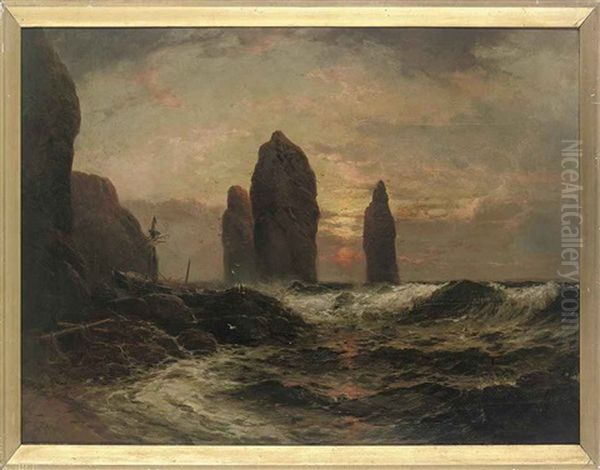 A Ship Aground On The Rocks At Low Tide - view 1