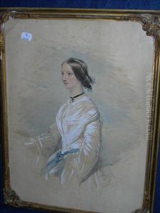 J. Basebe Portrait Of Alady Half Length, Standing