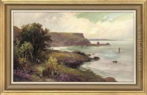 Looking Out To Sea From The Cliffs, Torbay, South Devon (+ 2 Others; Set Of 3 Works) by George Henry Jenkins