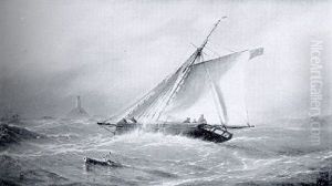 A Trinity House Cutter Approaching A Lighthouse Carrying The Relief Keepers