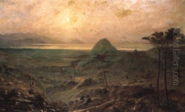 Panoramic River Landscape With Figures - view 1