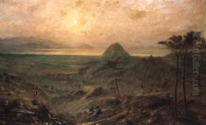 Panoramic River Landscape With Figures