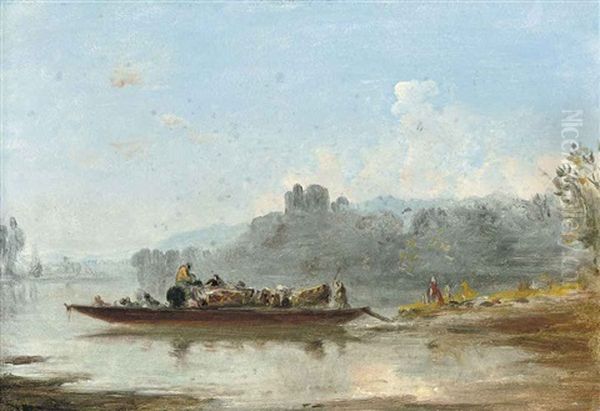 A River Landscape With Figures Loading A Barge In The Foreground - view 1