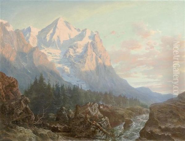 Gebirgslandschaft Bei Abendrot - view 1