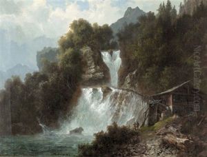 Die Reichenbachfalle Bei Meiringen by Arnold Albert Jenny