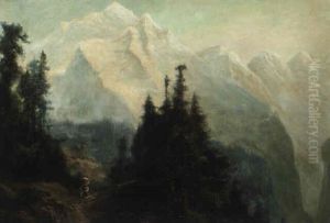 Gebirgslandschaft Mit Blick Auf Das Jungfraumassiv by Arnold Albert Jenny