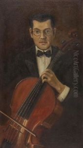 Portrait Eines Cellisten by Johann Rudolf Jenny