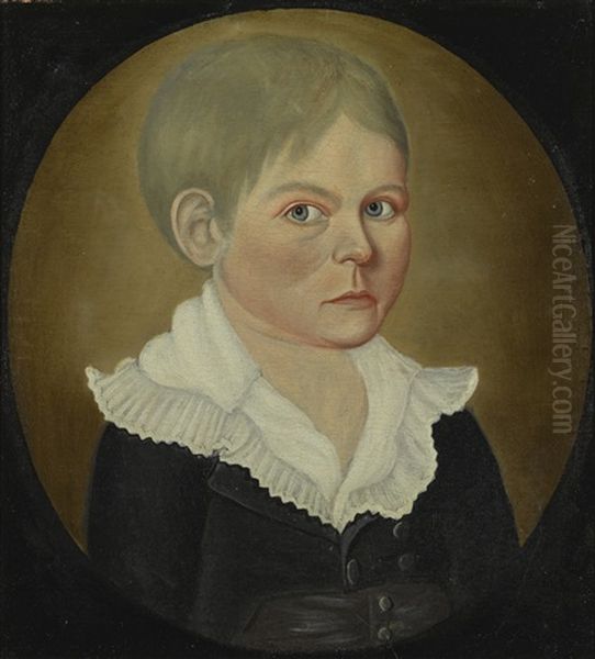 Portrait Of Young Boy, Wearing Black Coat And Ruffled Shirt - view 1