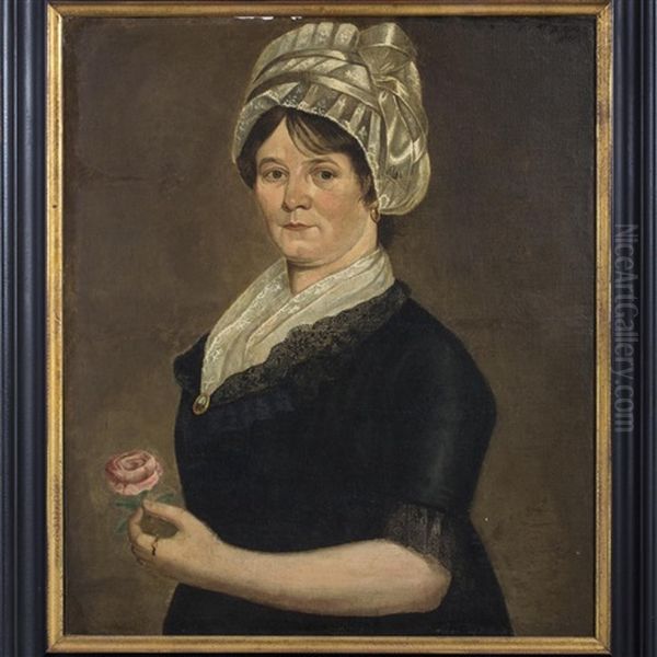 Portrait Of A Woman Holding A Rose - view 1