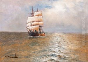 Dreimaster Im Sonnenschein by Alfred Serenius Jensen