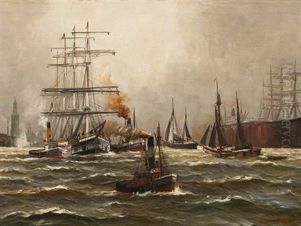 Harbour Of Hamburg With Ships - view 1