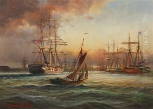 Segler Vor Der Kuste by Alfred Serenius Jensen