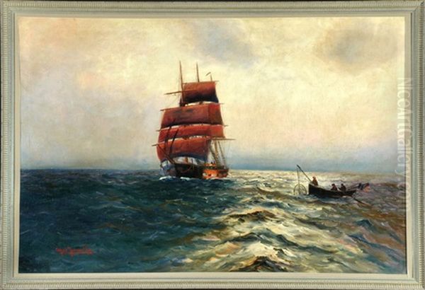 Dreimaster Und Fischerboot Auf Hoher See - view 1