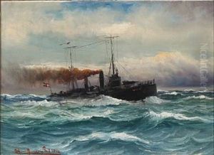 Seascape With A Torpedo Ship In Rough Sea Seascape With A Torpedo Ship In Rough Sea